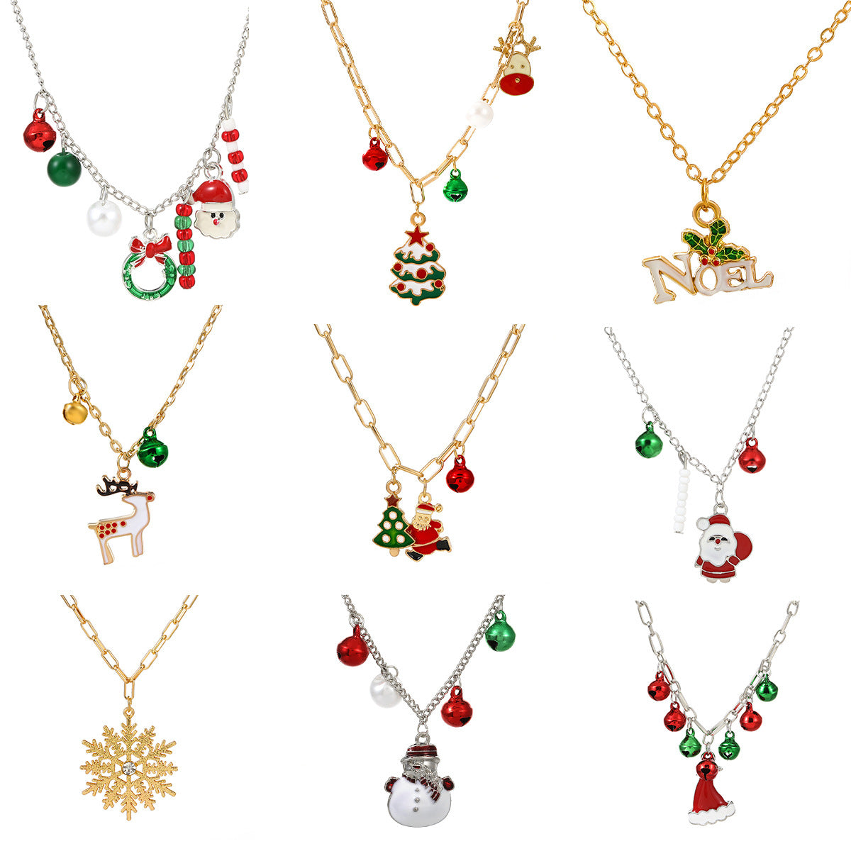 Women's Cartoon Oil Dripping Snowman Bell Clavicle Chain Long Sweater Necklaces