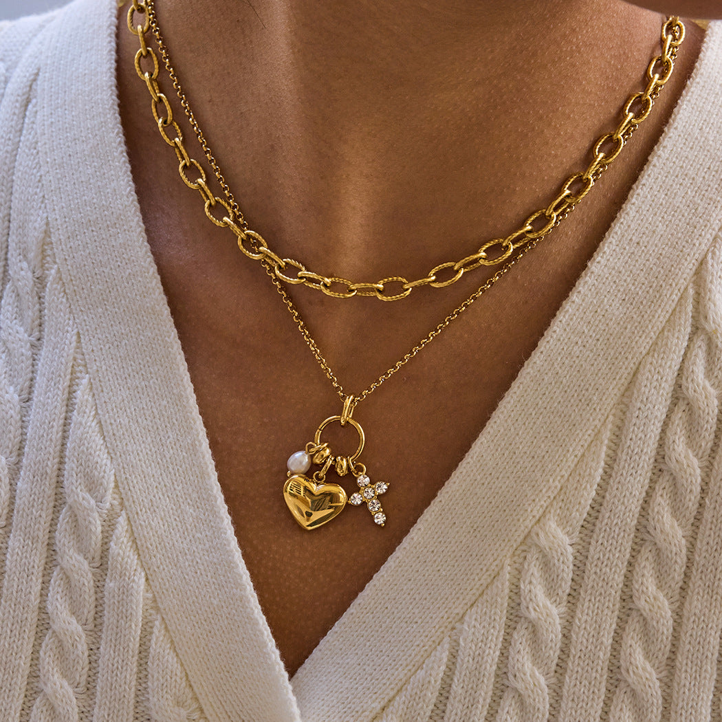 Steel For Valentine's Day High-grade Heart Light Luxury Minority Clavicle Necklaces