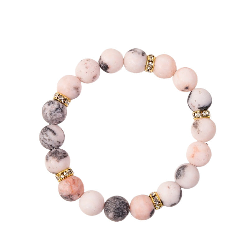 Natural Stone Essential Oil Pink Zebra Bracelets