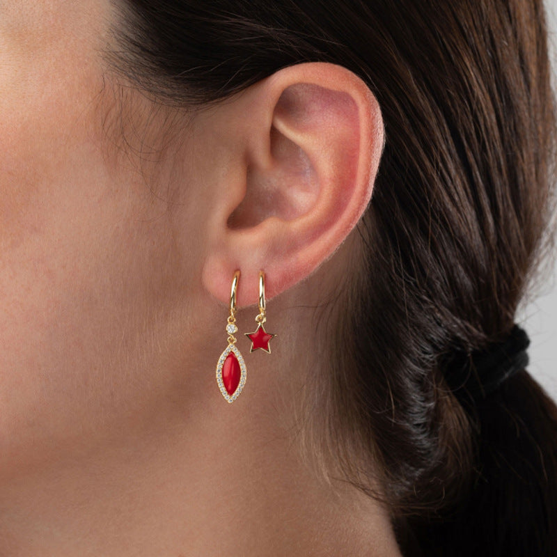 Colorful Oil Ear Clips Fashion Style Stud Earrings