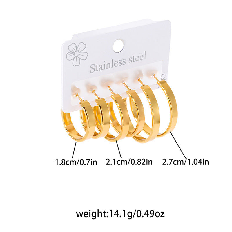 Women's & Men's Unique Gold-plated Stainless Steel For Simple Graceful Stud Earrings