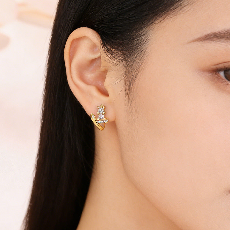 Women's & Men's Fashion Personality Hip Hop Style Geometric Square Zircon Earrings