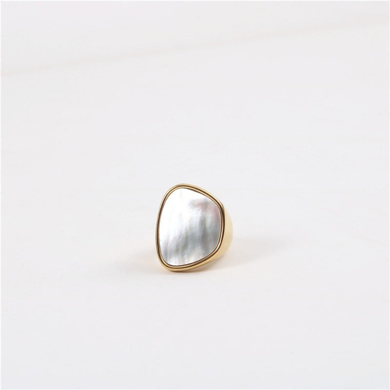 White Pearl Shell Mother Designer Hipster Thick Rings