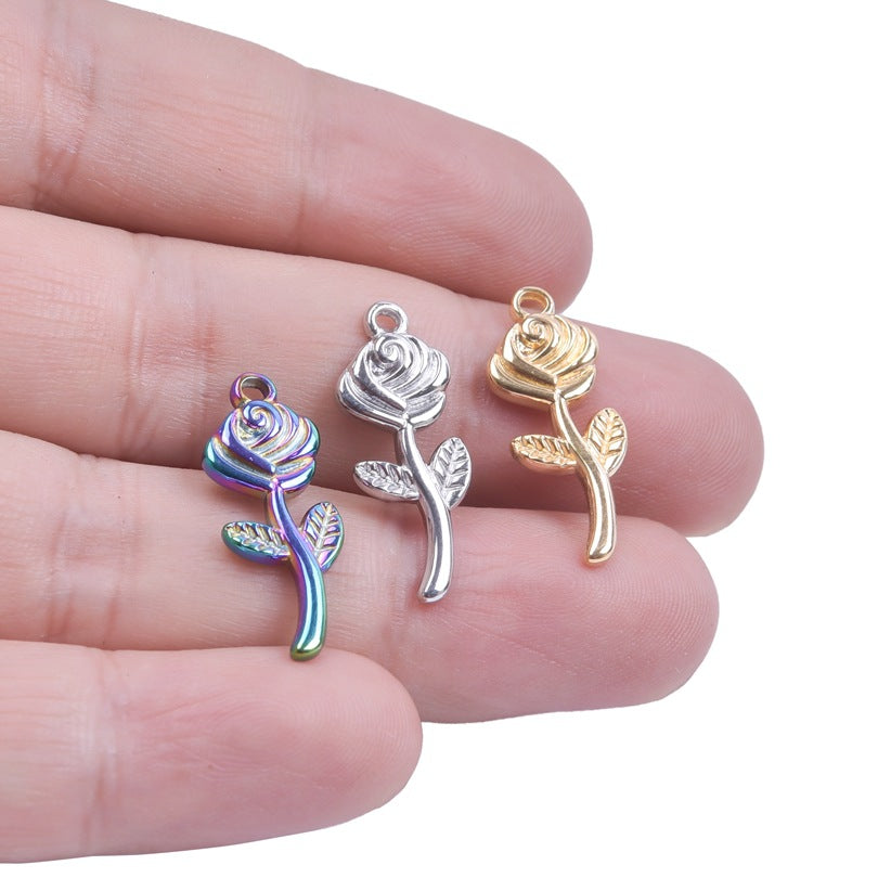 Simple Rose Colorful Gold Stainless Steel Pendants