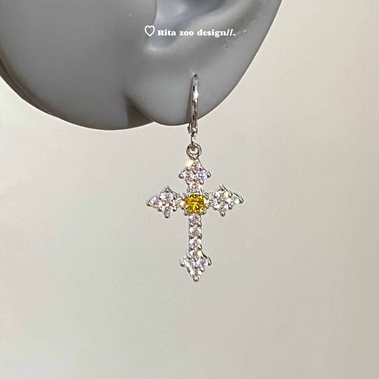 Women's Sparkling Full Rhinestone Cross Clip Niche Temperament Design Rings