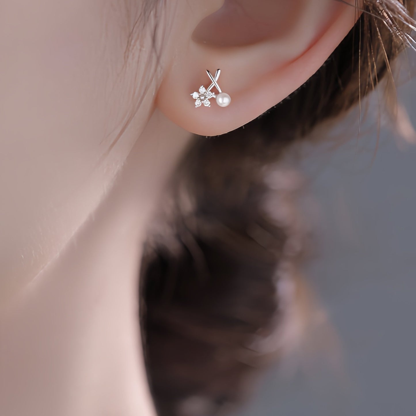 Zircon Little Flower Plated Sweet Simple Affordable Luxury Earrings