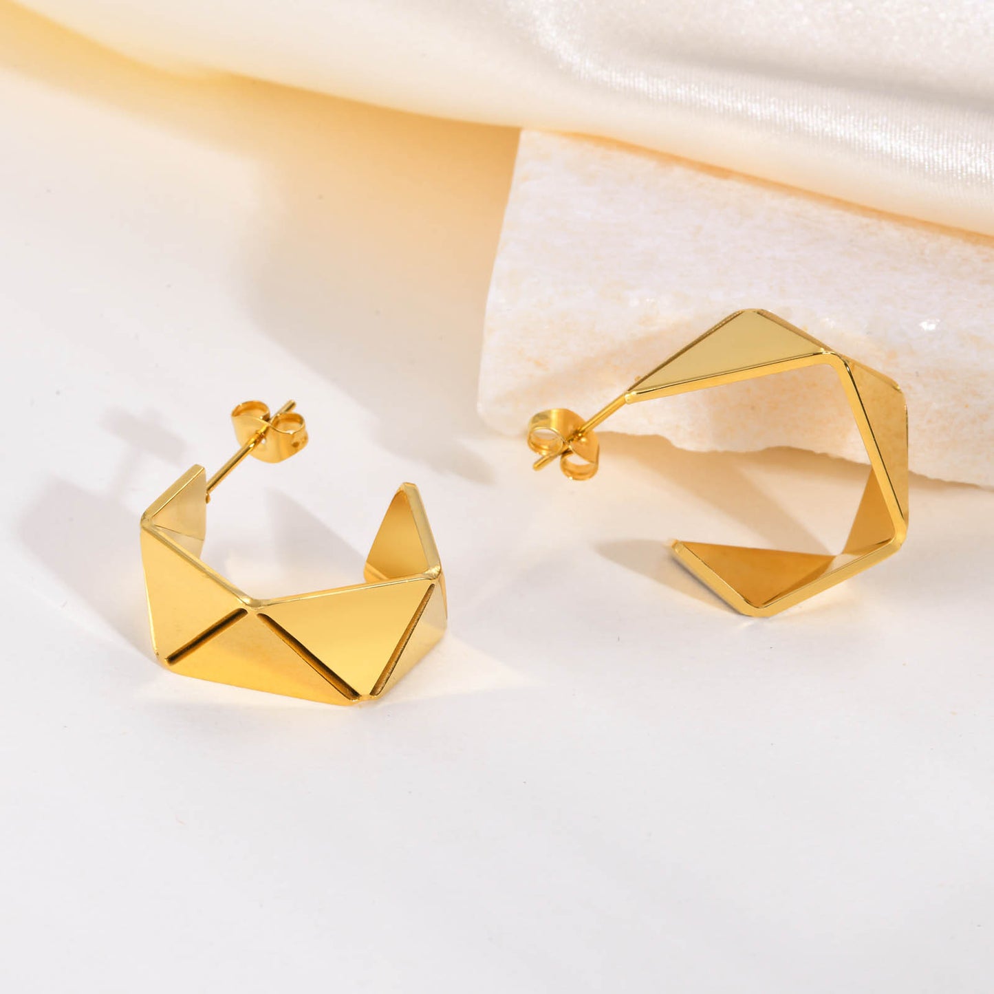 Women's Stainless Steel Irregular Shaped Three-dimensional Metal Titanium Earrings