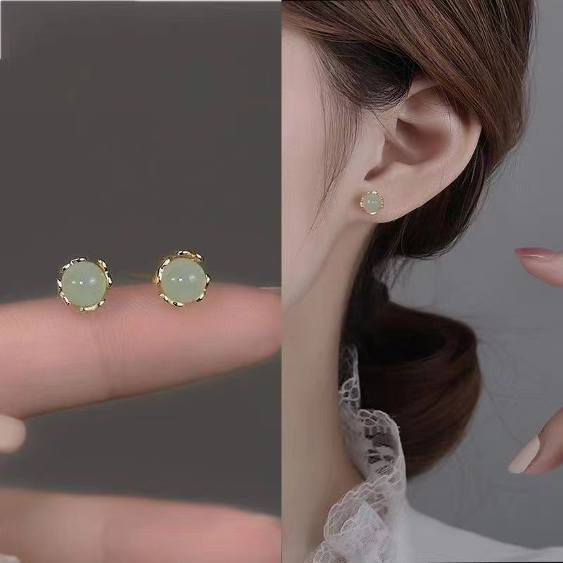 Women's Sier Jade Opal Gold Inlaid With For Earrings