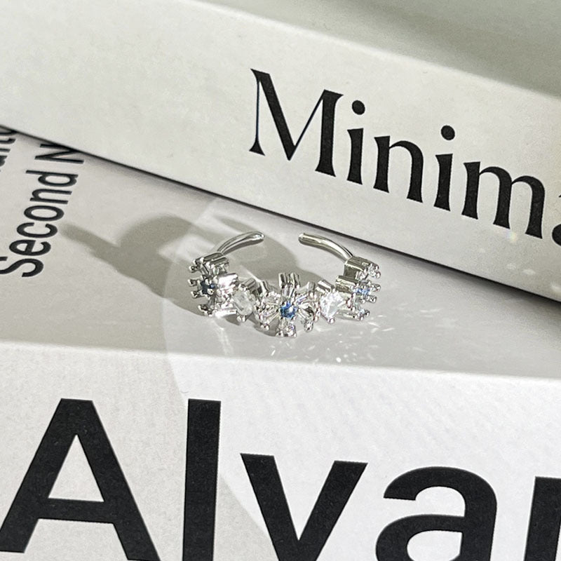 Diamond Flower Language Light Luxury Mix Match Personality Bow Tie Ring