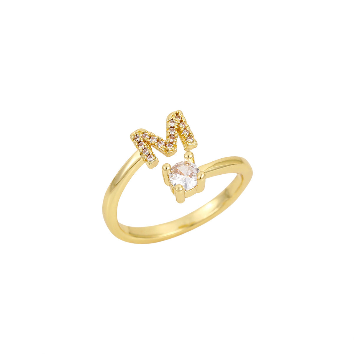 Gold Letter Open Male Female Personality Rings