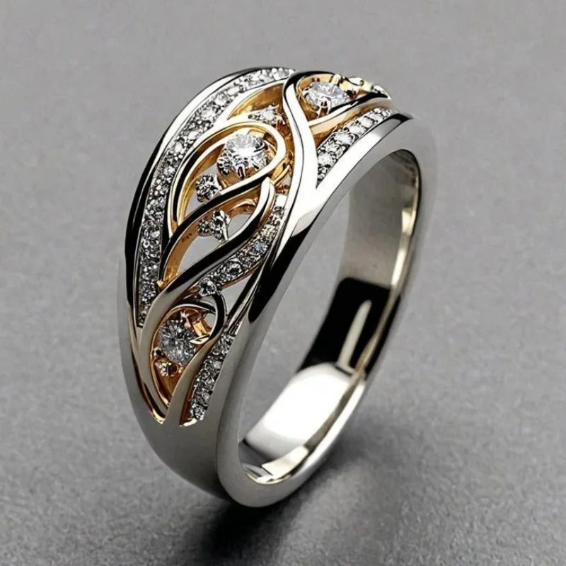 Di Affordable Luxury Fashion Palace Style Pattern Rhinestone Zircon Design Rings