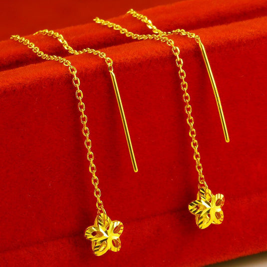 Women's Flowers Vietnam Placer Gold Simple Long Little Flower Fashion Ear Line