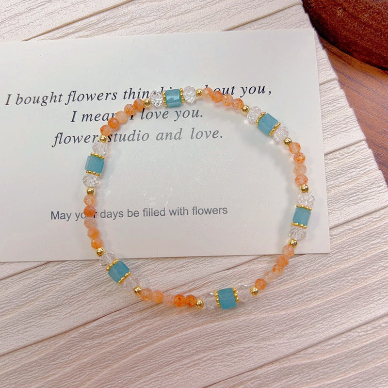 Natural Stone Crystal String Beads Style Design Dopamine Bracelet