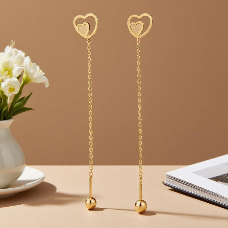 Flower Love Butterfly Long Fringe Female Titanium Steel Trendy Grace Ear Line