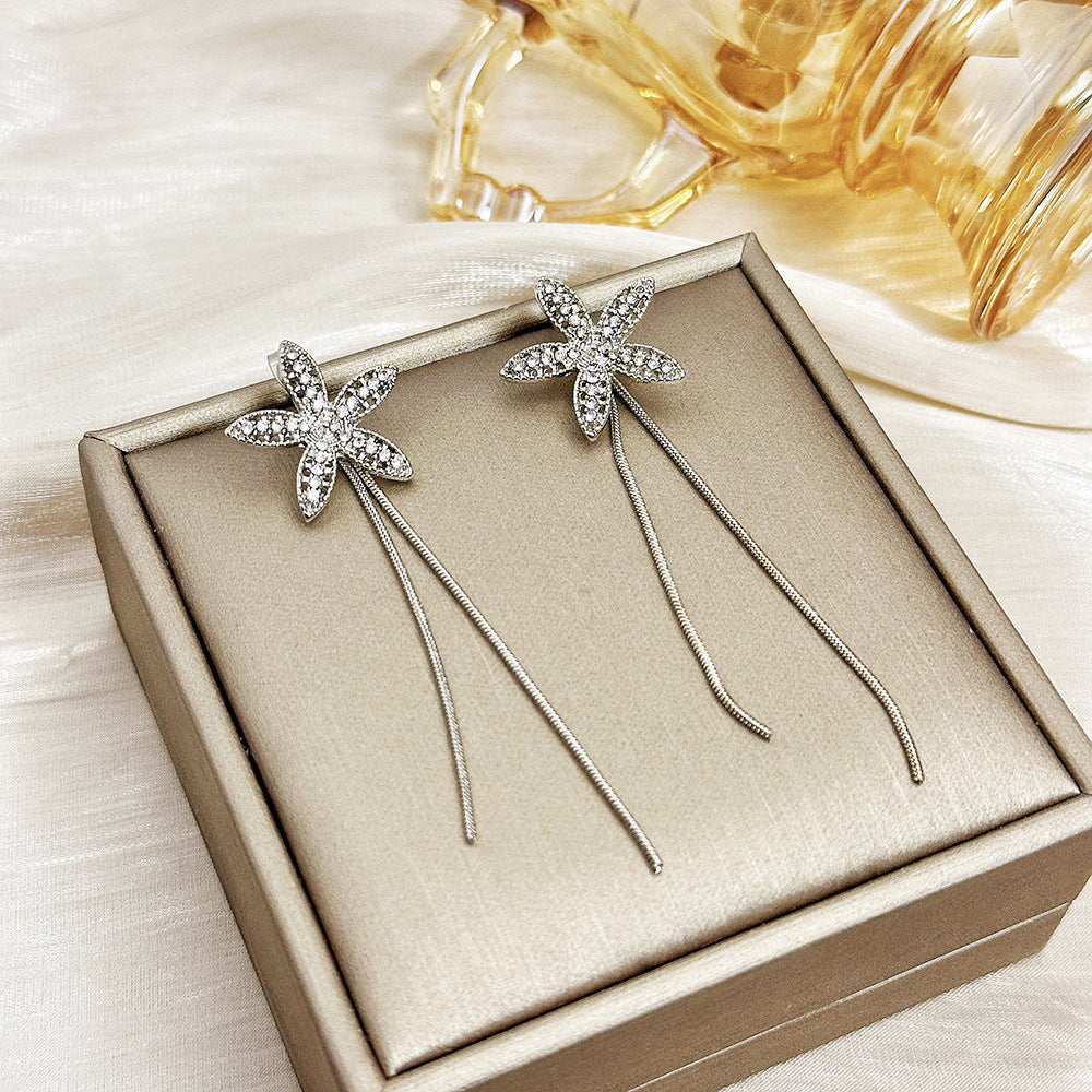 Elegant Zircon Butterfly Tassel Gentle Stylish Personality Stud Earrings