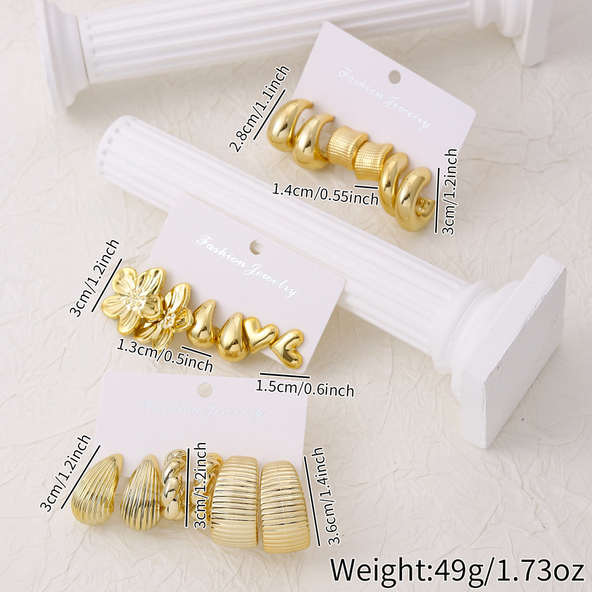 Women's Gold Geometric Fashionable High Sense Combination Earrings