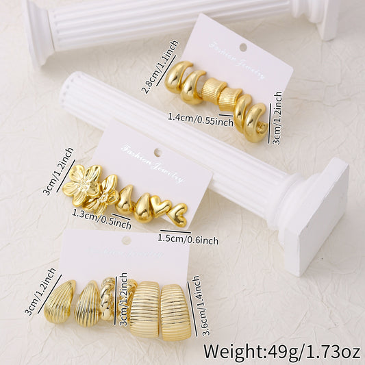 Women's Gold Geometric Fashionable High Sense Combination Earrings