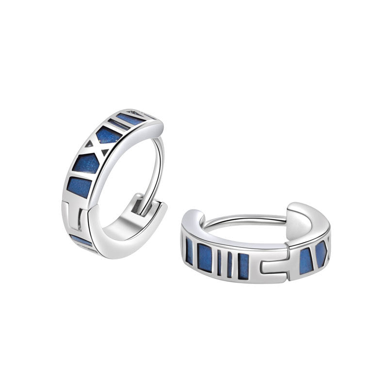 Men's Ear Clip Trendy Neutral Simple Stylish Blue Earrings