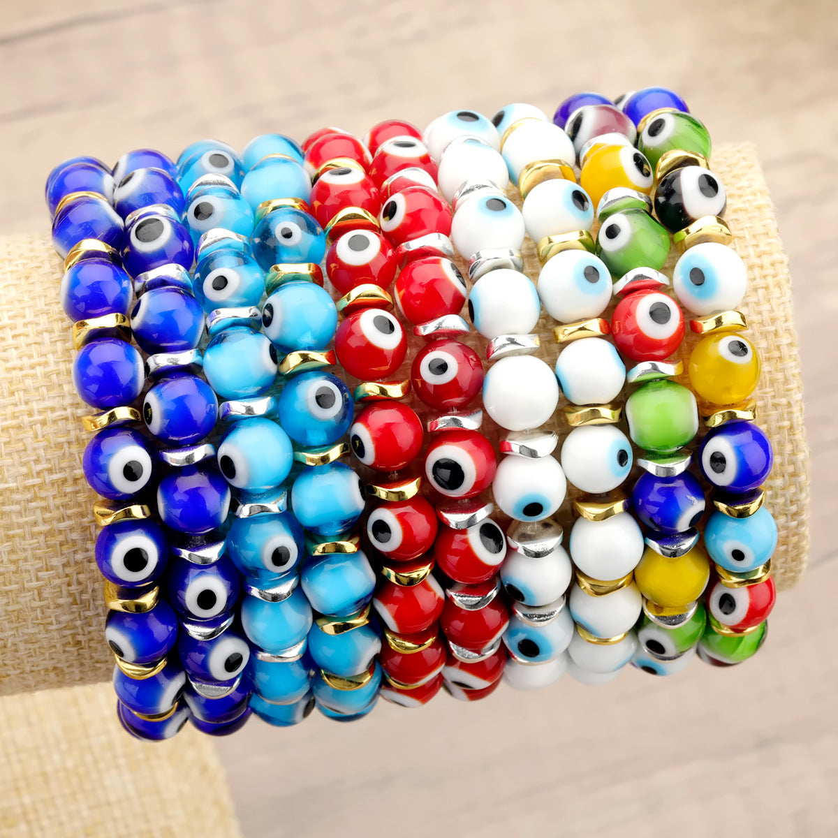 Women's & Men's Haematite Glass Eye Beaded Devil Bracelet