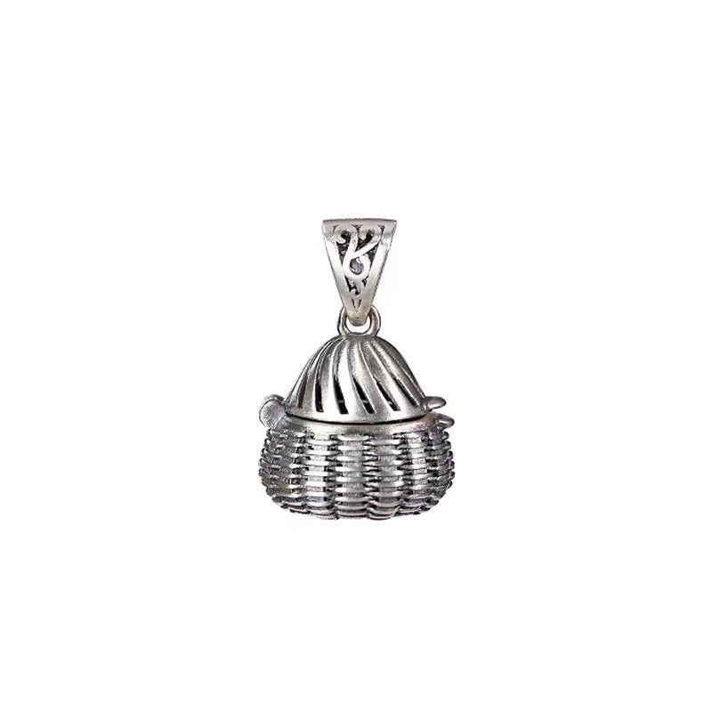 Small Fish Basket Open Vintage Sier Plated Old Matte Pendants