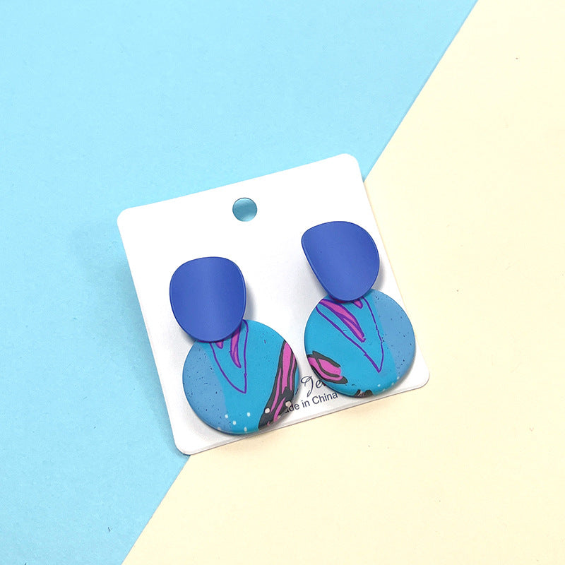 Women's Polymer Clay Small Cute Geometric Pattern Earrings