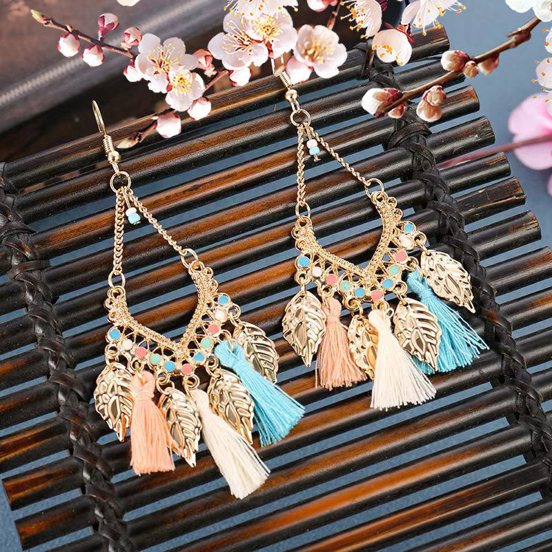 Ethnic Style Long Fringe Exotic Holiday Trip Earrings