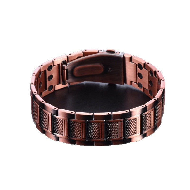 Men's Retro Double Row Magnet Magnetic Energy Bronze Therapy Bracelets