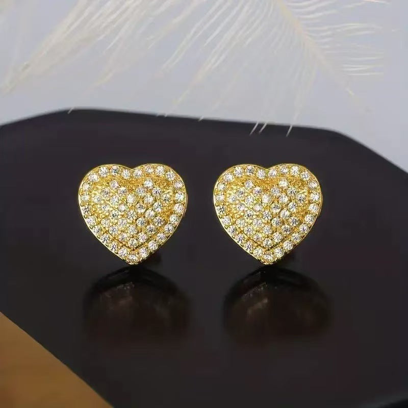 Women's Pair Cross Mirror Classic Fashion Simple Love Heart High-grade Earrings