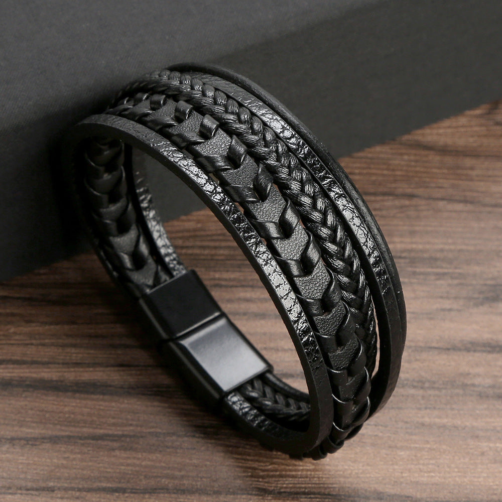Men's Fashion Creative Leather Personality Trendy Woven Simple Bracelet