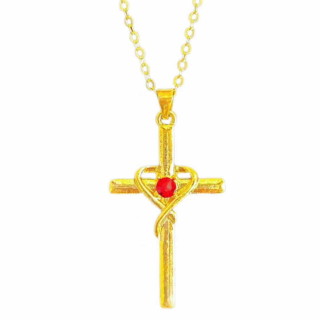 Women's Beating Lucky Heart Cross Love Light Luxury Pendants