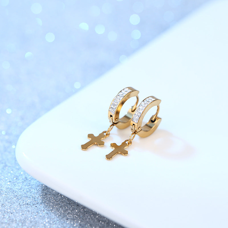 Titanium Steel Fashion Sticky Single Row Diamond Stainless Ear Buckle