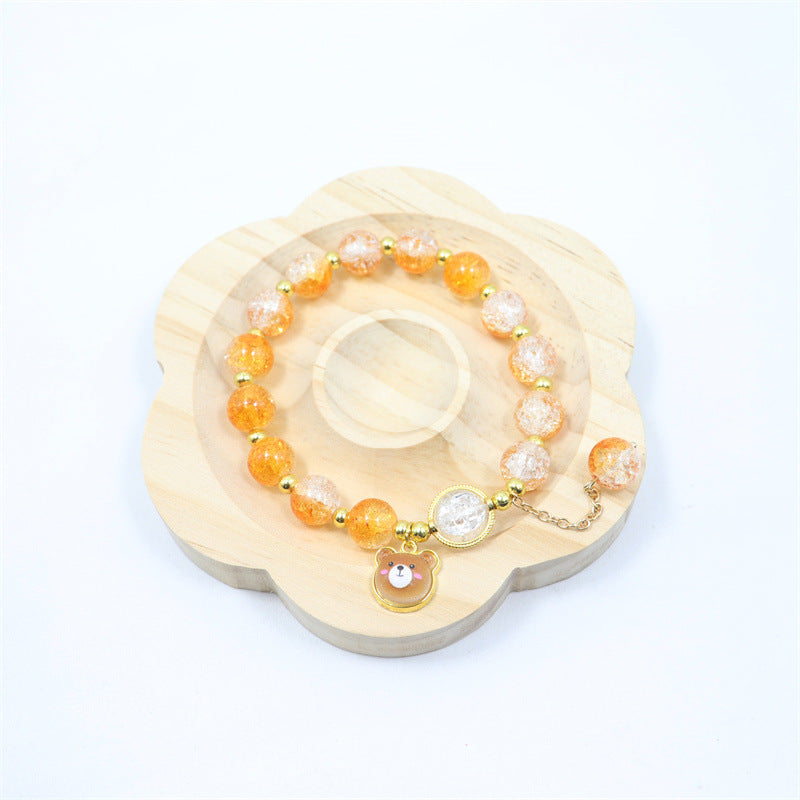 Two-tone Gradient Female Crystal Cartoon Panda Bracelets