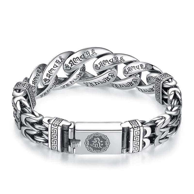Men's Xi Ru Domineering Personalized Mantra Safety Pattern Lucky Bracelet