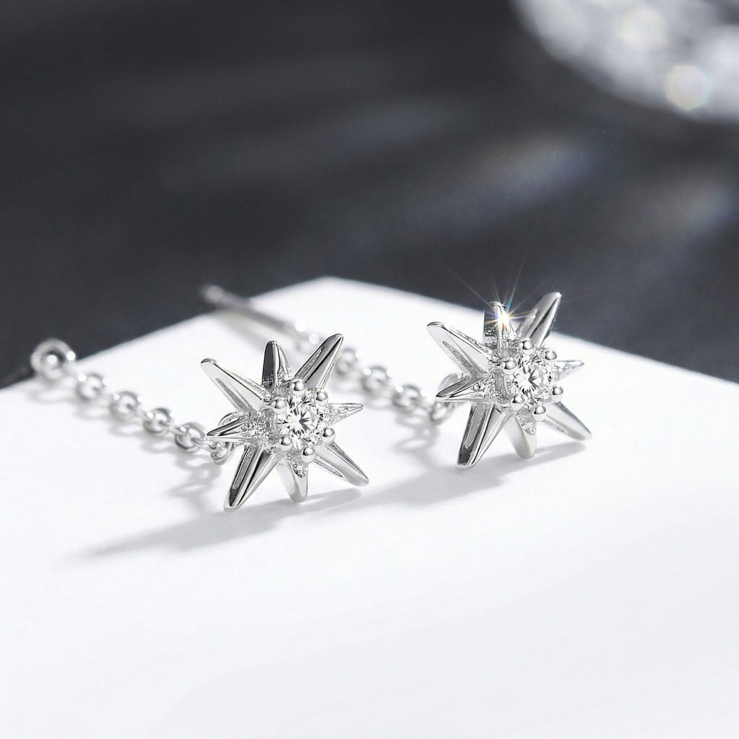 Women's Eight Awn Star Refined Simple Design Zircon Rings