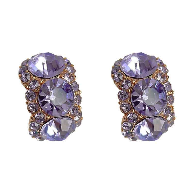 Simple Commute Geometry Pattern In Purple Stud Earrings