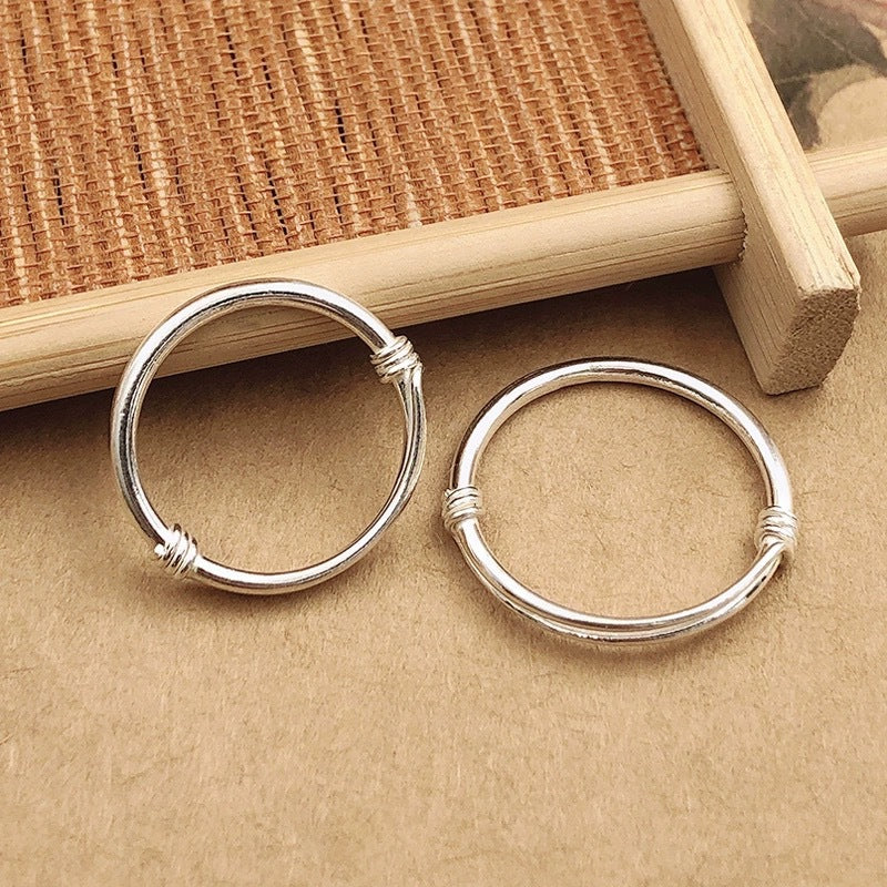 Women's & Men's Sier Minimalist Design Push-pull Nude Adjustable Rings