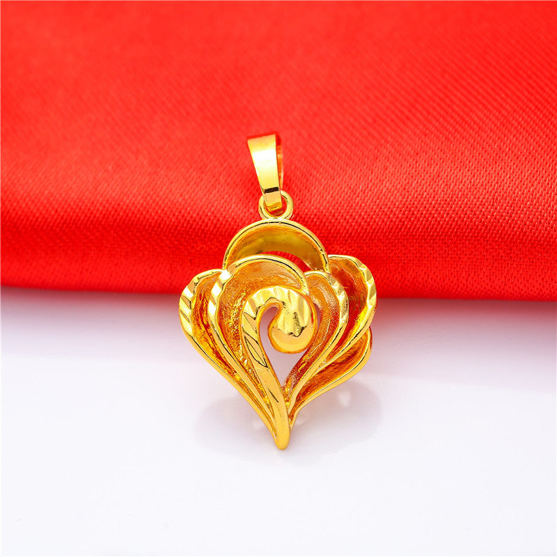 Women's Brass Gold Plated Alluvial Small Love Pendants