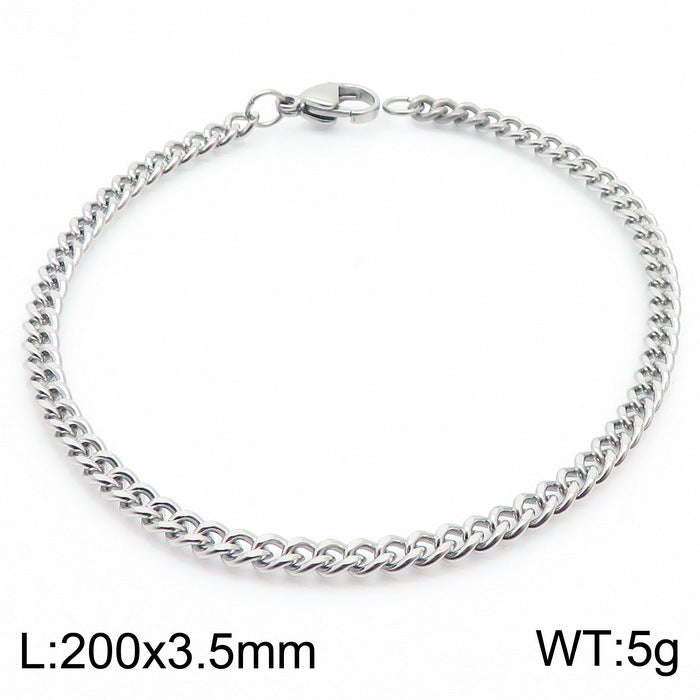 Men's Fashion Side Flat Chain Stainless Steel Bracelets