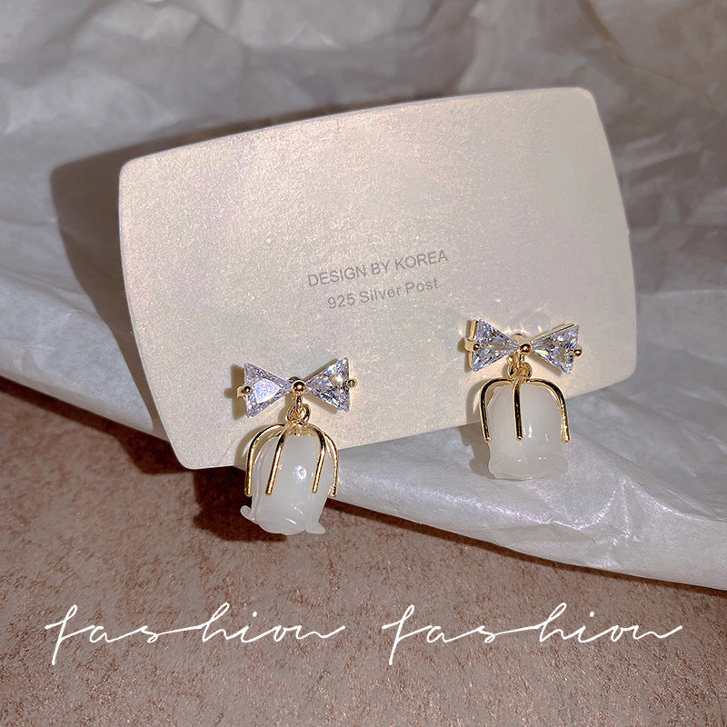 Women's Tulip Flower For Light Luxury Minority Micro Inlaid Zircon Stud Earrings