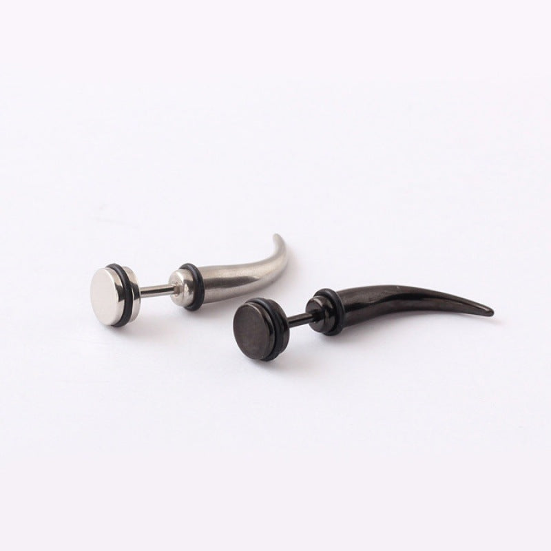 Women's & Men's Personality Creative Curved Stainless Steel Pointed Stud Earrings