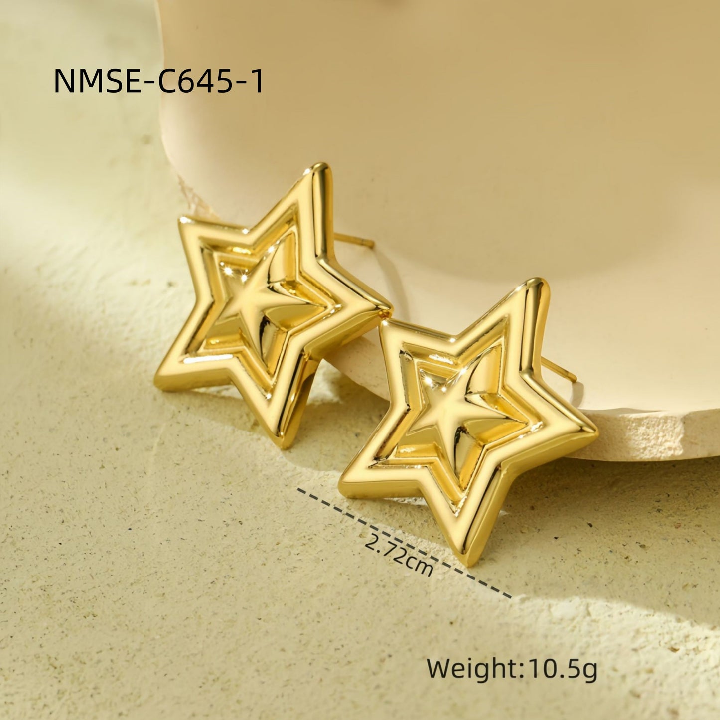 Square Titanium Steel Five-pointed Star High-grade Earrings