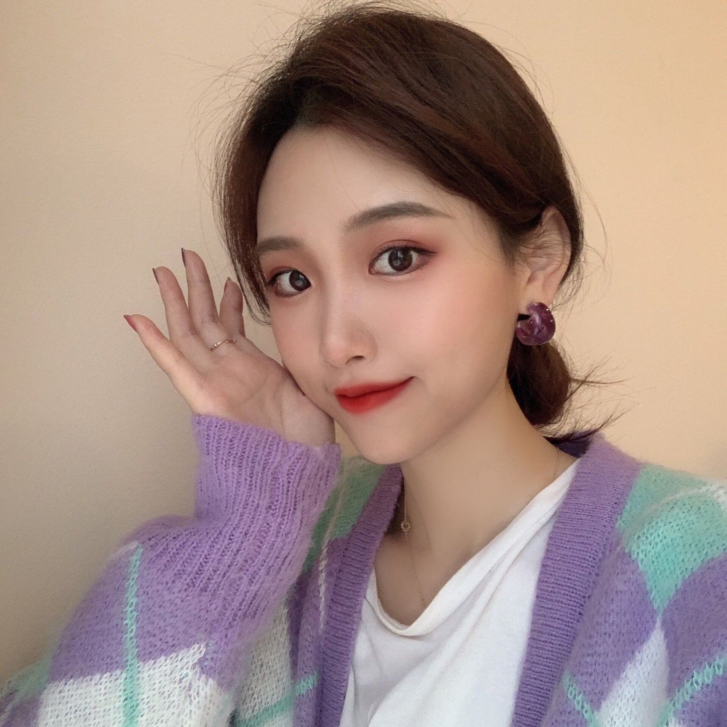 Trendy Blooming Purple Shaped Stylish Graceful Earrings