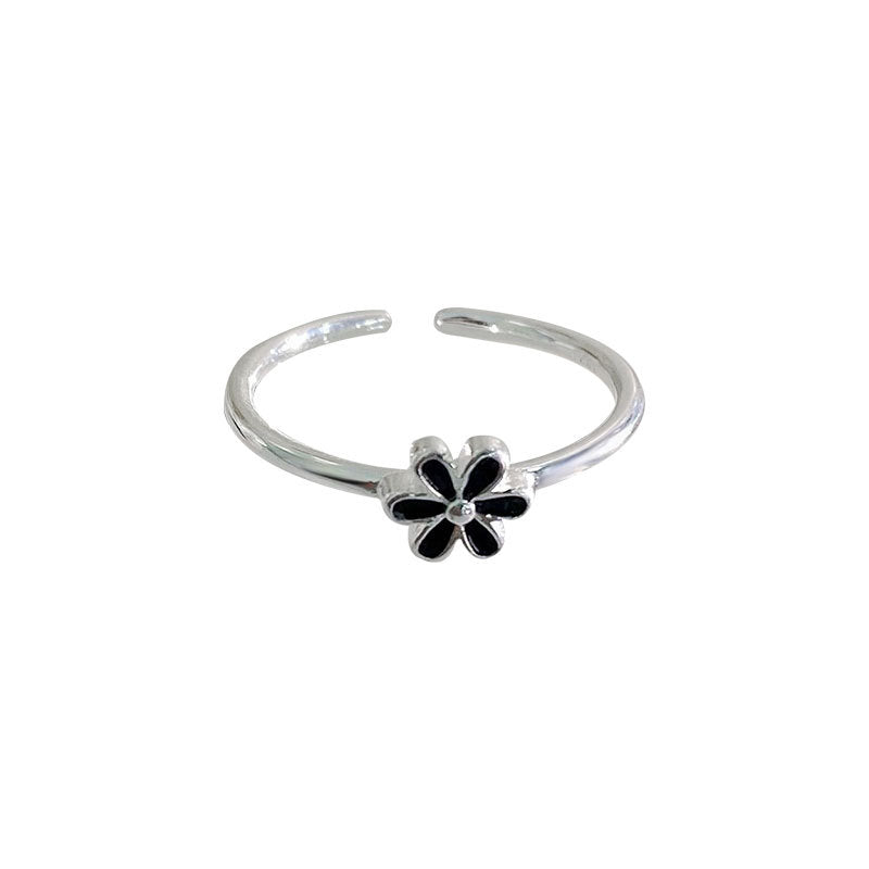 Sterling Sier Epoxy Flower Simple Cute Rings