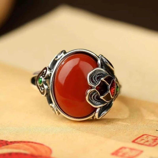 Female Niche Distressed Retro National Egg Noodle Opening Ring