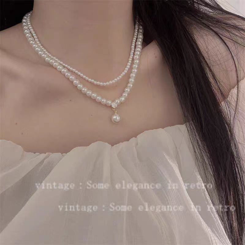 Women's Tea White Moonlight Bow Pearl Light Luxury Necklaces