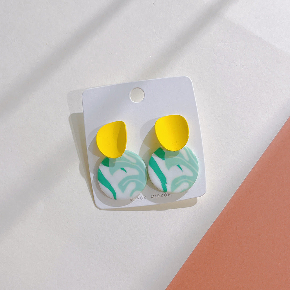 Women's Polymer Clay Small Cute Geometric Pattern Earrings