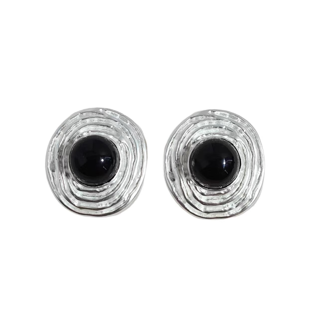 French Style Elegant High Sense Black Stud Earrings