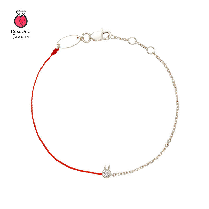 Sier Single Diamond Red Rope Female Cute Bracelets