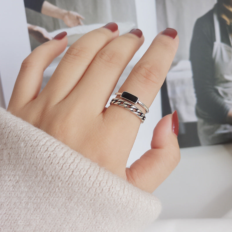 Roman Numeral Female Retro Fashion Chain Open Hip Hop Ring
