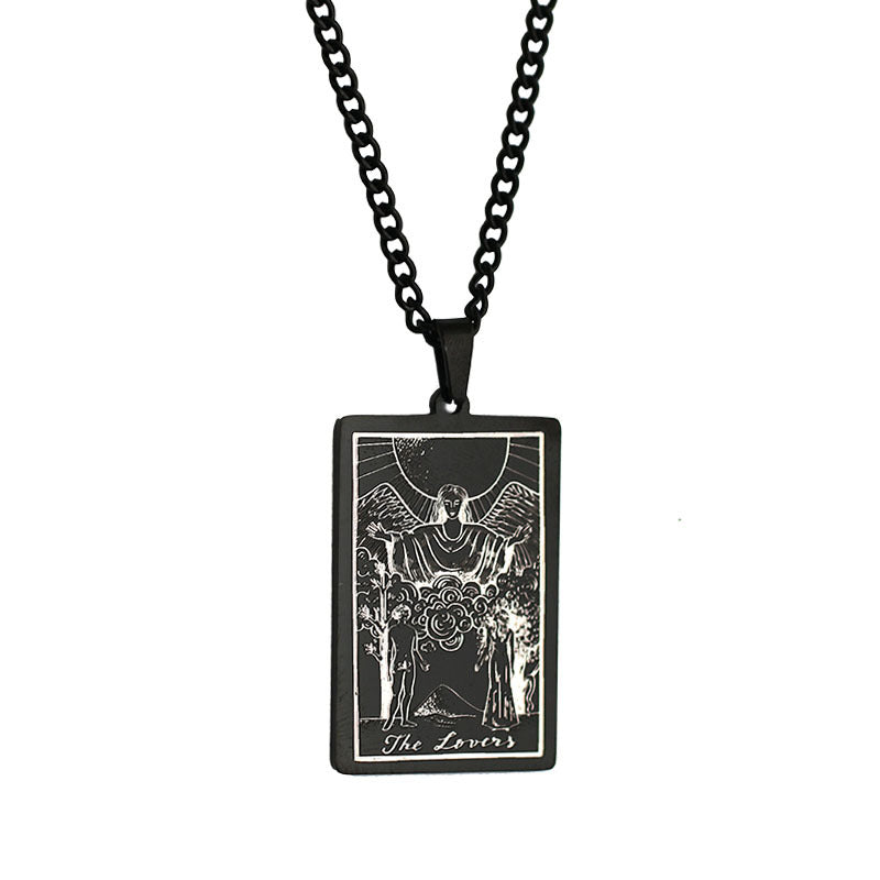 Zhang Tarot Titanium Steel Retro Rectangular Necklaces